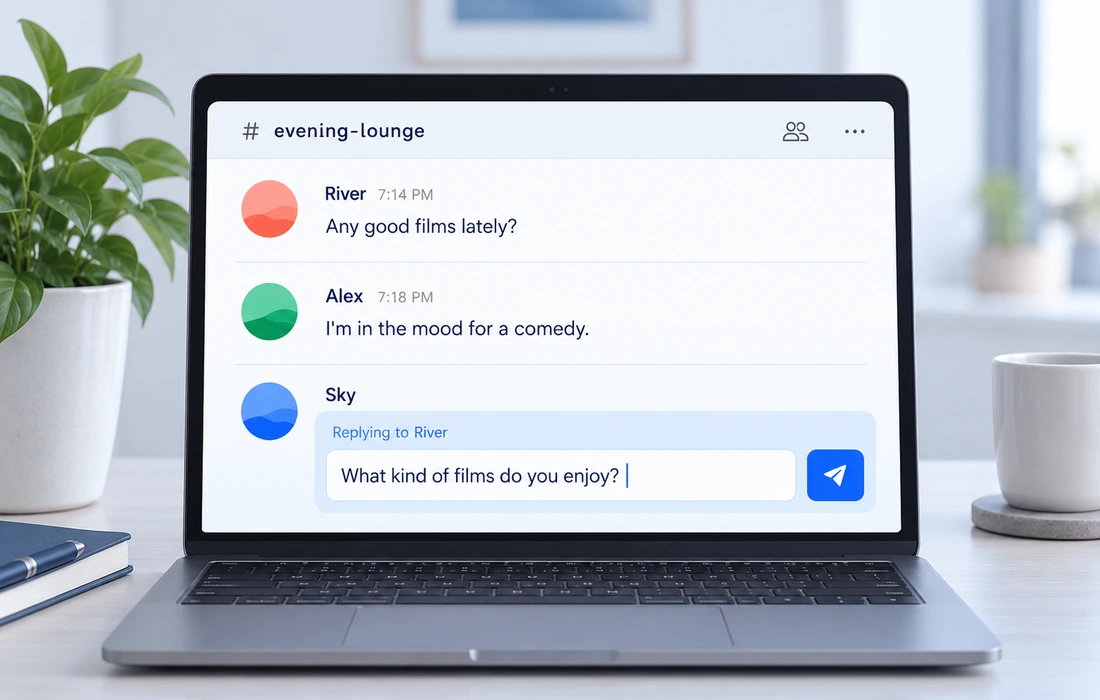 Writing a first post in a chat room — replying to an ongoing conversation
